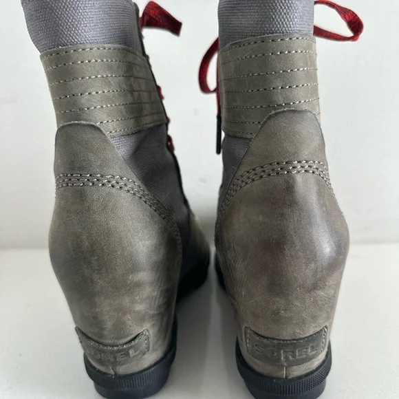 Sorel Lexie Boots Women's Size 8 Wedge Ankle Lace Up Boots Gray - Picture 4 of 8
